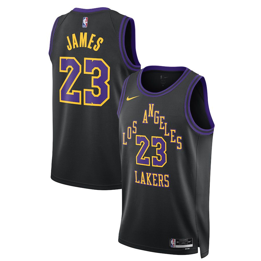 Men Los Angeles Lakers #23 LeBron James Nike Black City Edition 2023-24 Swingman NBA Jersey->memphis grizzlies->NBA Jersey